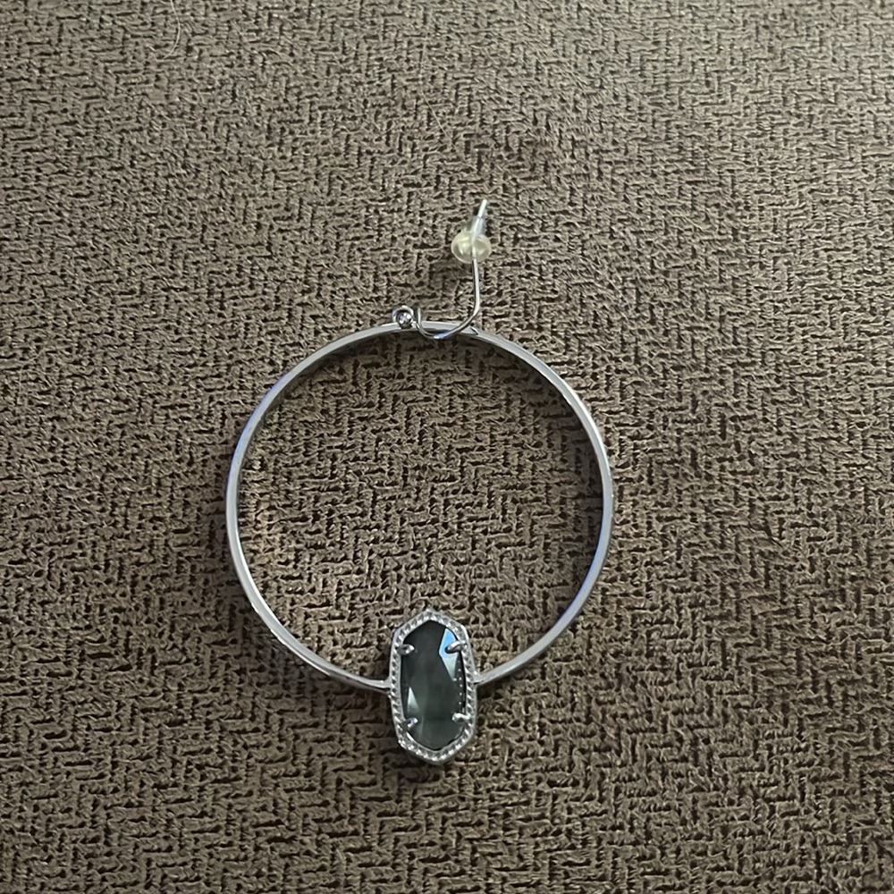 Kendra Scott Silver and Smokey Quartz Hoop Earrings